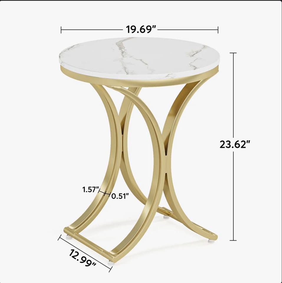 White & Gold Round End Table — thumbnail 3
