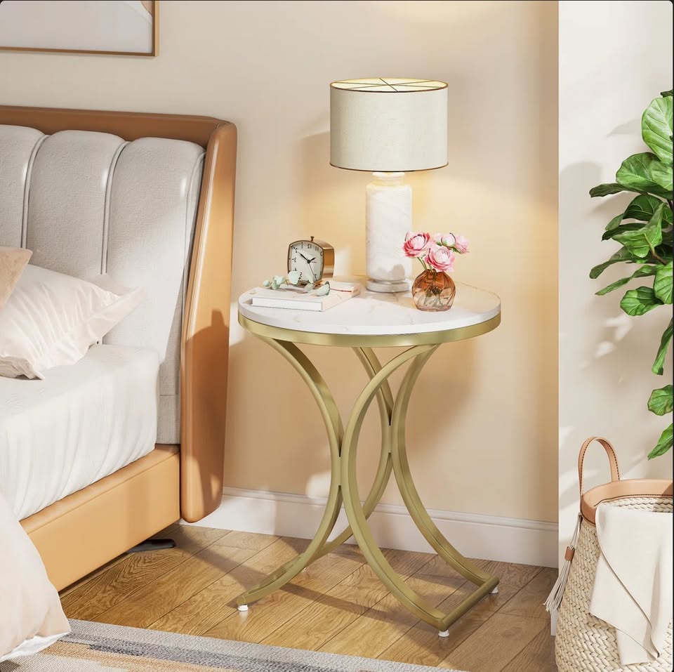 White & Gold Round End Table — thumbnail 5