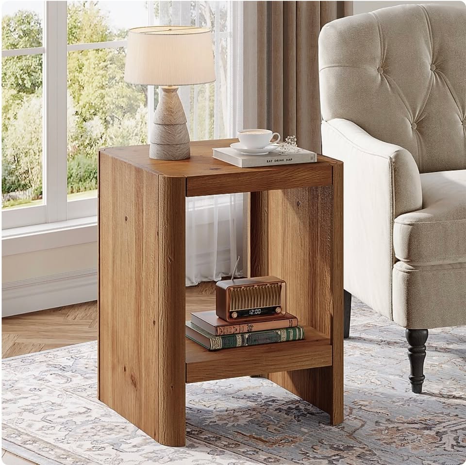 Tribesigns Solid Wood 2-Tier Side / End Table