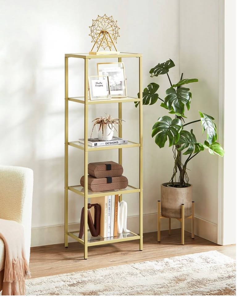 5-Tier Glass Display Shelf – Gold — thumbnail 3