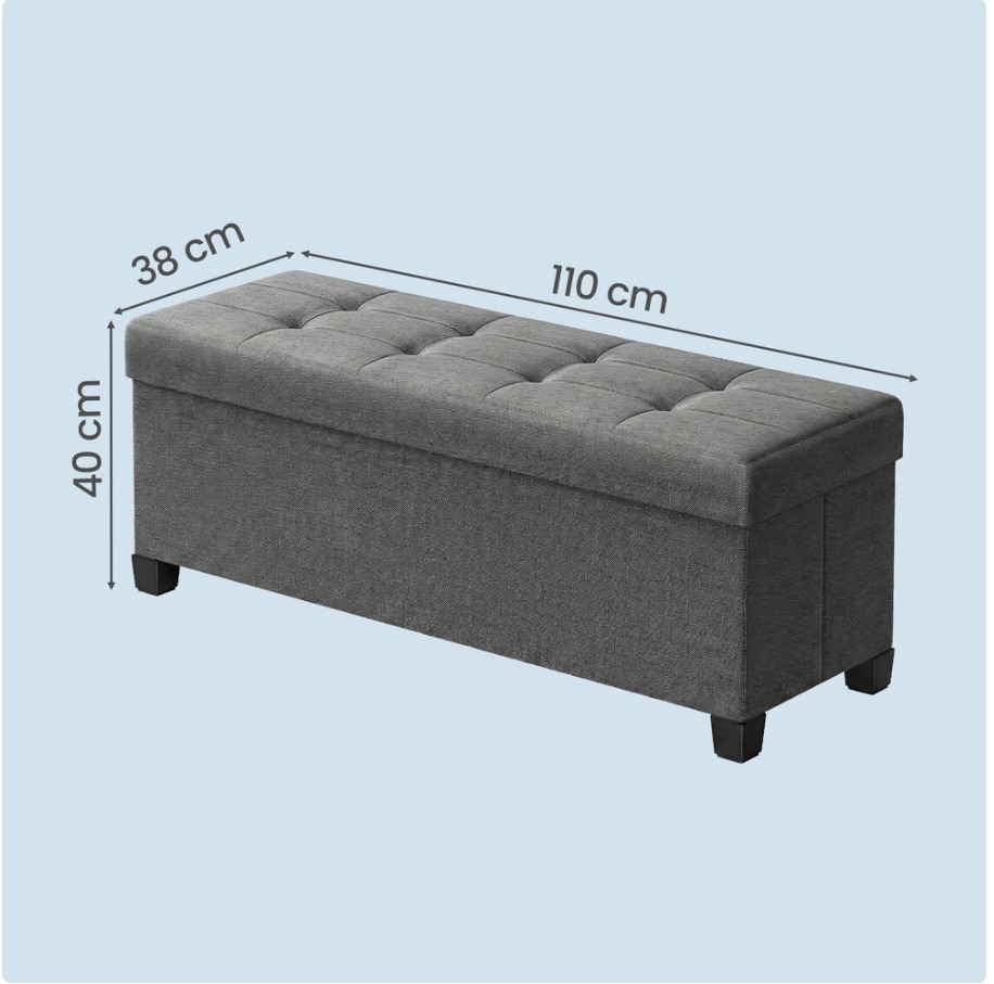 Large Storage Ottoman Bench – Slate Grey — thumbnail 2