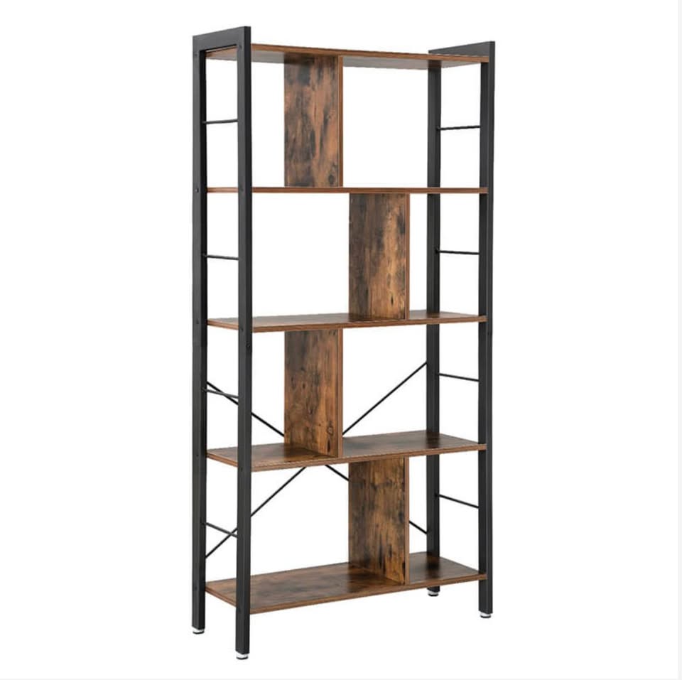 Industrial Bookcase / Storage Shelf – Rustic Brown & Black — thumbnail 2